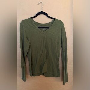 GAP Forest Green V-Neck Long Sleeve Tee